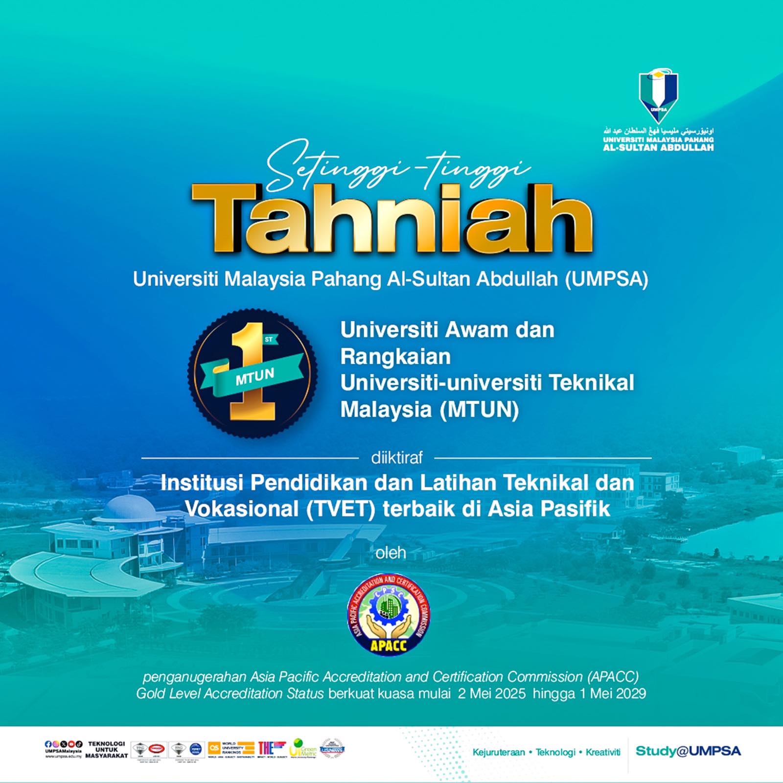 Setinggi-tinggi Tahniah UMPSA